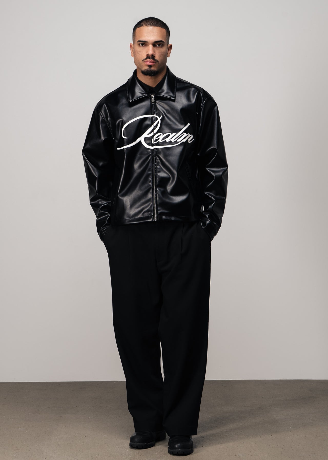 "REALM" Leather Jacket Black