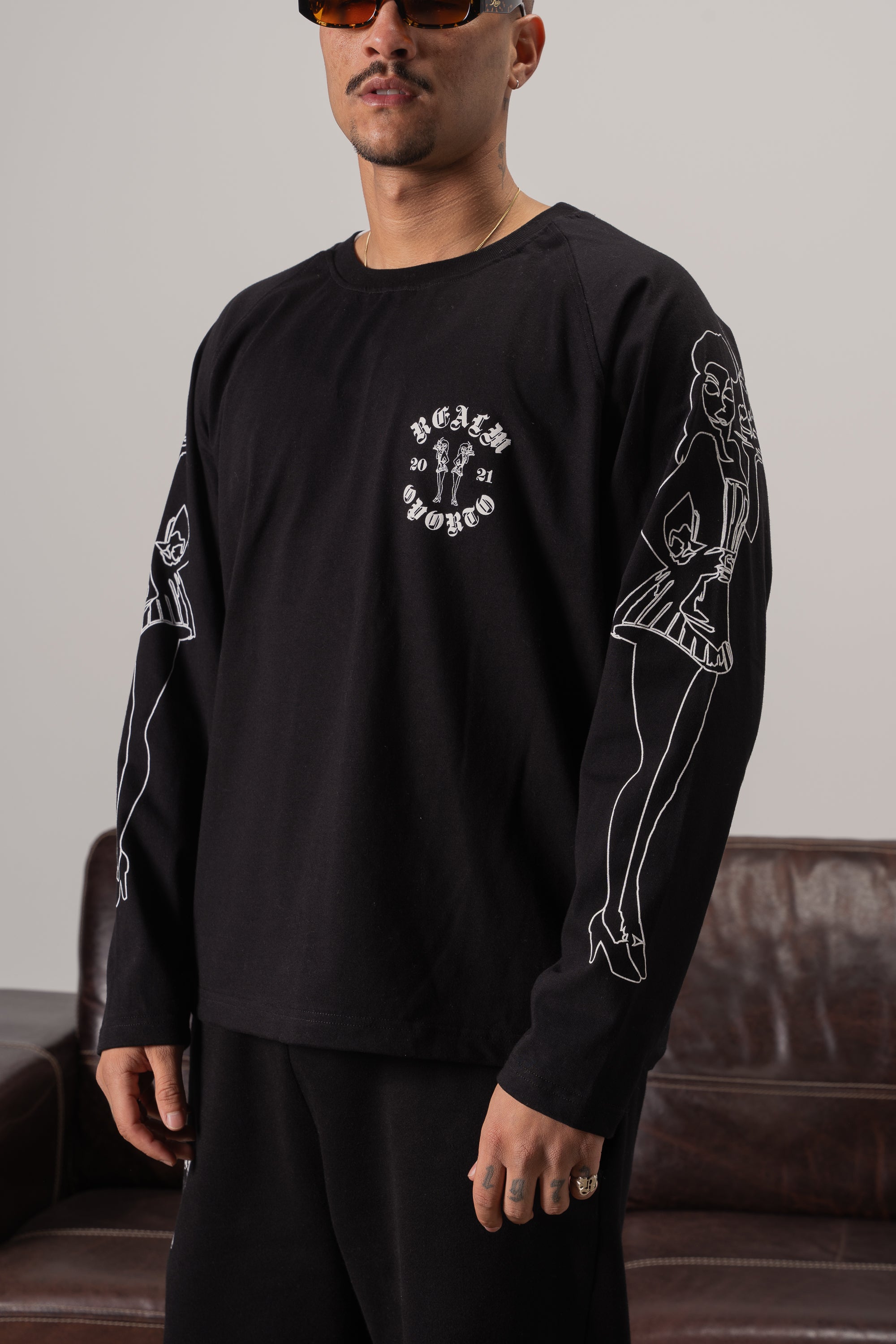 Black "Service" Long Sleeve with Realm Logo