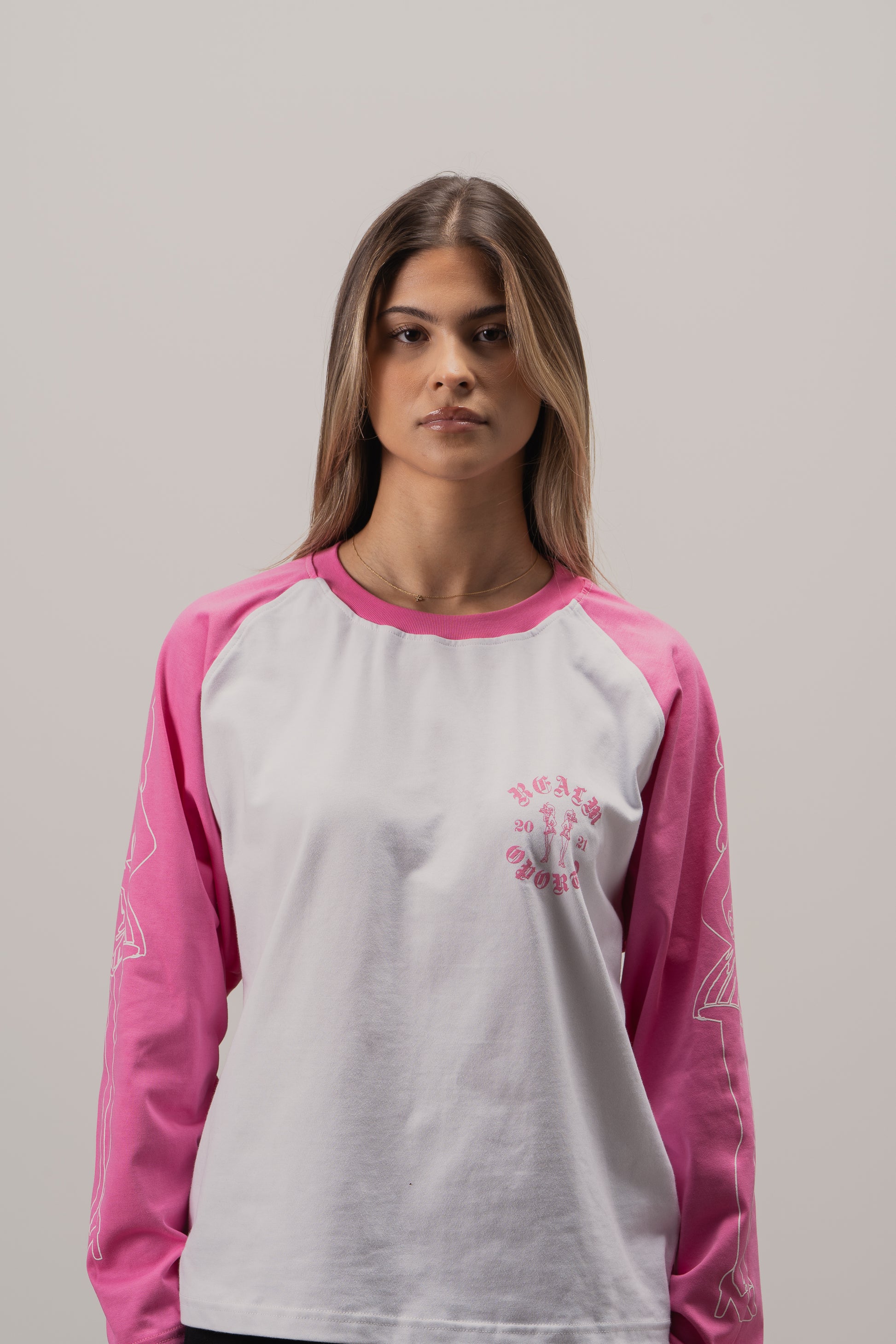 Service Long Sleeve | Pink Unisex Shirt with Waitress Sleeves