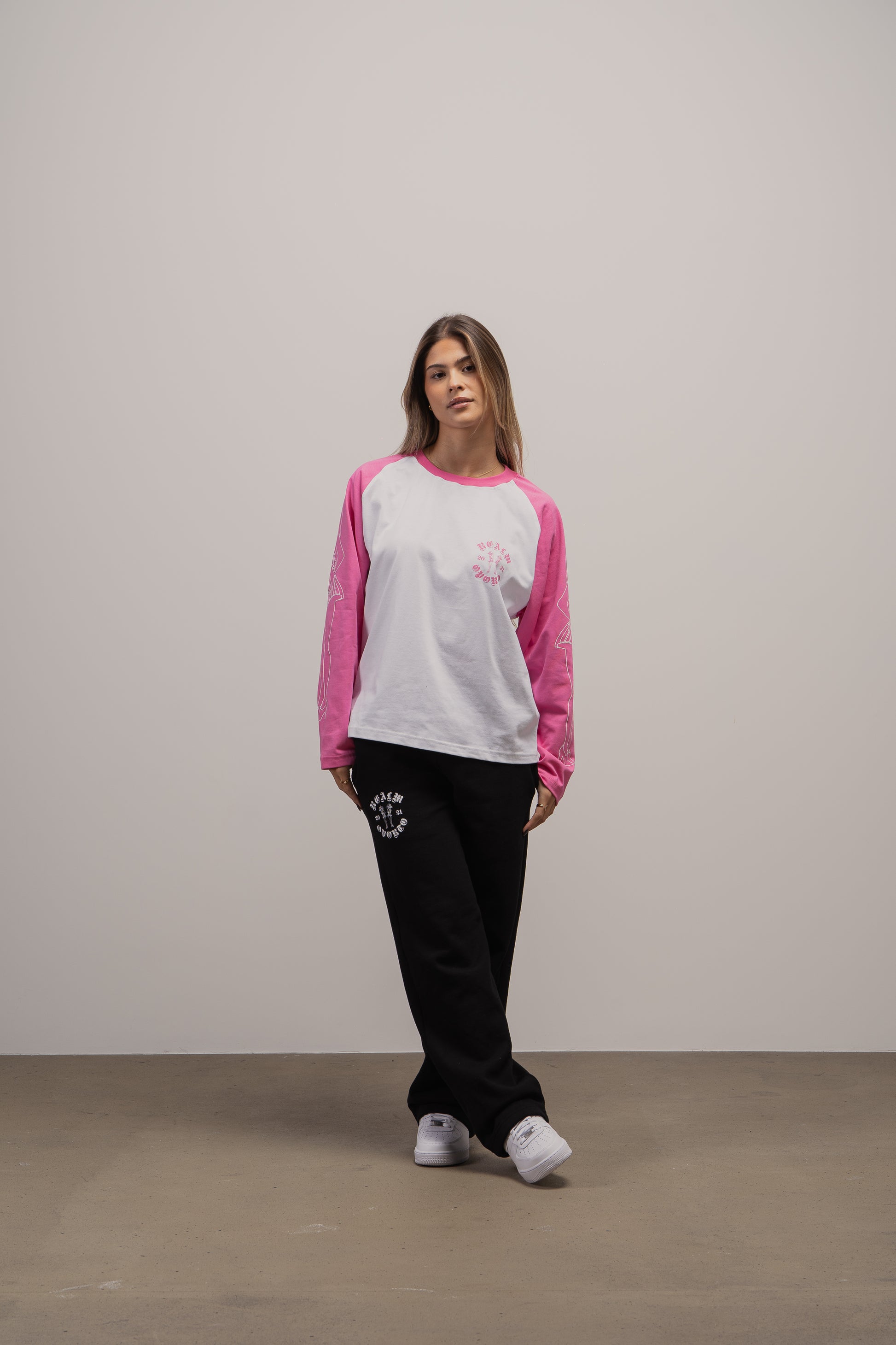 Service Long Sleeve | Pink Unisex Shirt with Waitress Sleeves