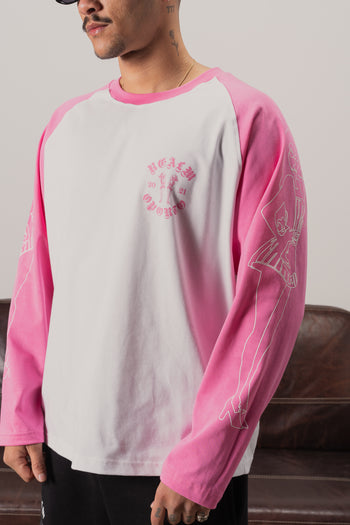 Service Long Sleeve | Pink Unisex Shirt with Waitress Sleeves