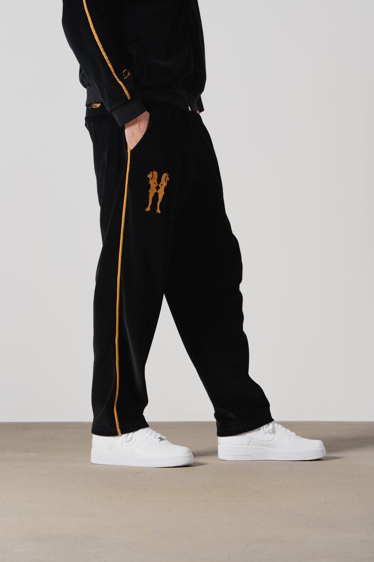 Velour Tracksuit Trousers in Black | Stylish & Comfortable