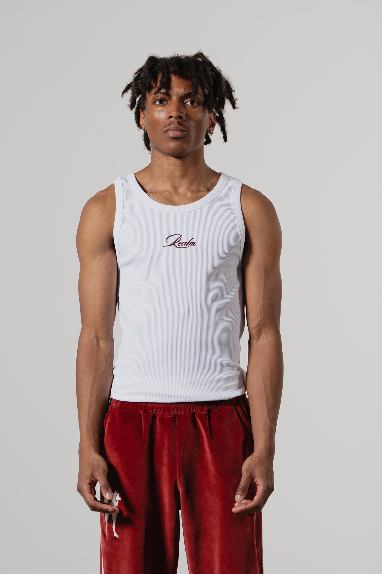 Realm White Tank Top | Stylish Casual Wear