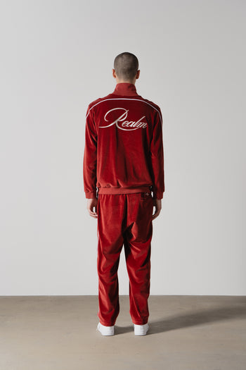 Burgundy Velour Tracksuit Trousers for Men | Stylish & Comfy