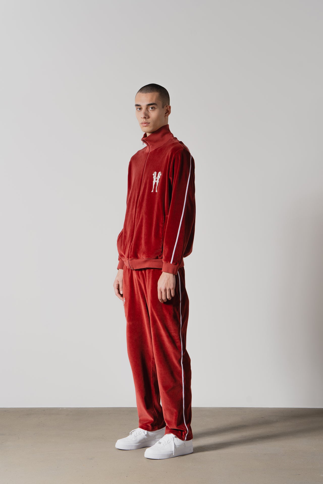 Burgundy Velour Tracksuit Jacket – Stylish & Comfortable