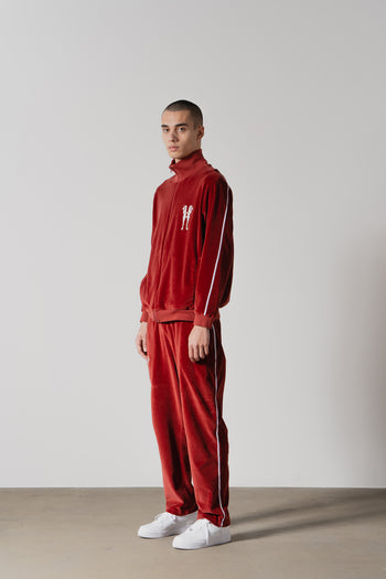 Burgundy Velour Tracksuit Jacket – Stylish & Comfortable