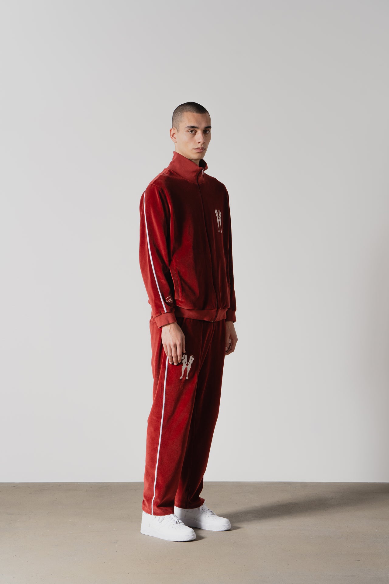 Burgundy Velour Tracksuit Jacket – Stylish & Comfortable